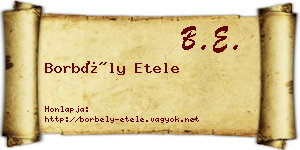 Borbély Etele névjegykártya