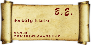 Borbély Etele névjegykártya